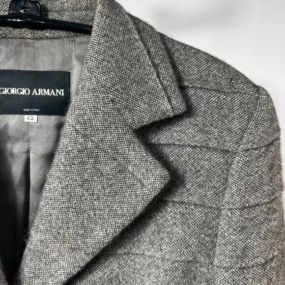 GIORGIO ARMANI Vintage 2000 Gray Ribbed Kashmir Blend Blazer W 10US 42EU, Italy - Picture 1 of 7